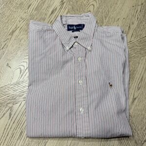 Ralph Lauren Mens 17-34‎ Yarmouth Long Sleeve Collared Striped Button Down Shirt